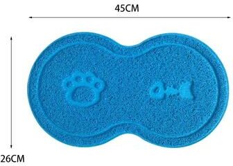 Uplift Essentials Non Slip Waterproof Pet Food Placement & Litter Mat blue
