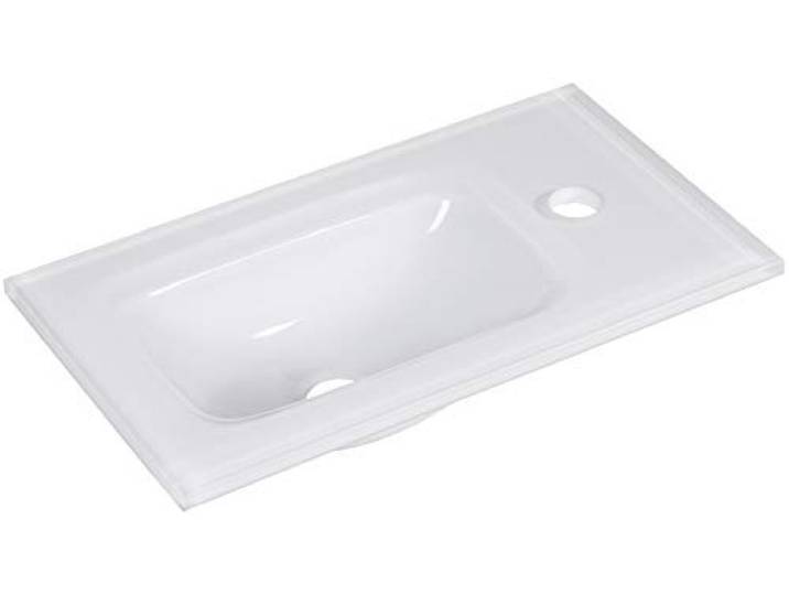 FACKELMANN Glasbecken Gäste-WC / Waschtisch aus Glas / Maße (B x H x T): ca. 45 x 10 x 25 cm / hochwertiges Waschbecken fürs Badezimmer / Farbe: Weiß / Breite: 45 cm