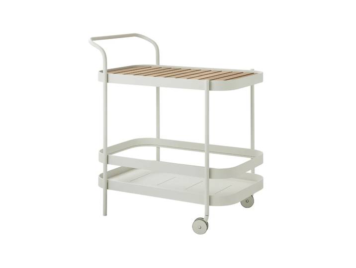 Cane-line Chariot de service Roll White, incl. plateau en teck