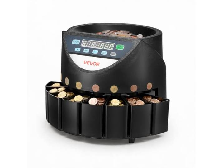 VEVOR Compteuse Trieuse de Pièces 8 Valeurs Écran LED Capacité 850 Pièces\, Machine à Compter des Pièces Jusqu'à 147 Pcs par Minute\, Fonction de Traitement par Lots\, pour Compter et Trier de Monnaie