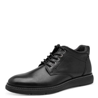 Schnürstiefelette TAMARIS, Herren, Gr. 41, Leder Textil, schwarz, Lederimitat, Rindsleder, clean, gepflegt, leicht glänzend, festlich, Schuhe Schnürstiefelette, Anzugschuh, Schnürschuh mit Kontrast-Rahmennaht, für Herren