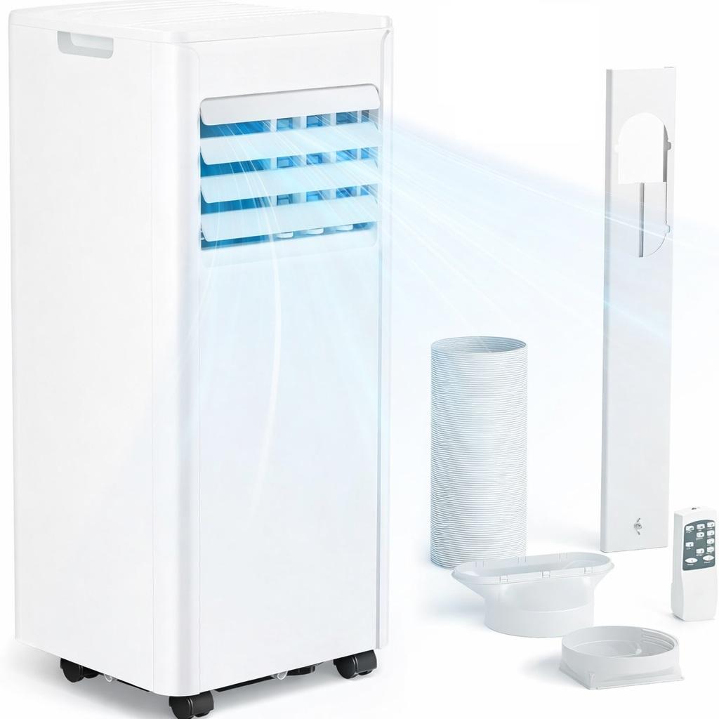 JUNG LIFEAIR Mobile Klimaanlage 7000 BTU | 2,0 kW, R290 Kältemittel, A, Ventilatoren & Entfeuchter, 65m³ Kühlung, 24h-Timer, 65 dBA