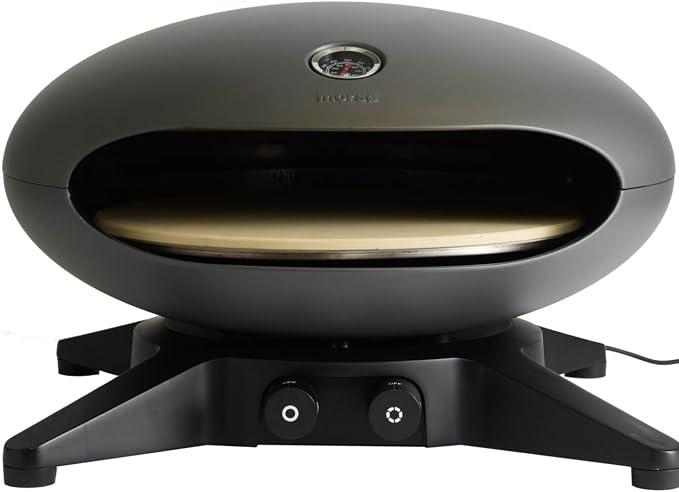 Forno Spin - Pizzaofen Gas mit rotierendem Pizzastein, Outdoor Ofen für Pizza aus Aluminium, im cleanen Design, 57 x 53 x 35 cm, Anthrazit