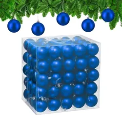 Relaxdays Weihnachtskugeln 100er Set Blau,Silber