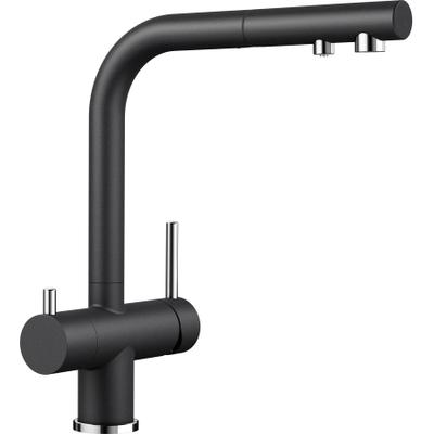 Küchenarmatur BLANCO "FONTAS-S II", schwarz (anthrazit), B:26,4cm H:30,6cm T:16,6cm, Messing, Armaturen, gefiltertes und ungefiltertes Wasser aus einem herausziehbaren Auslauf
