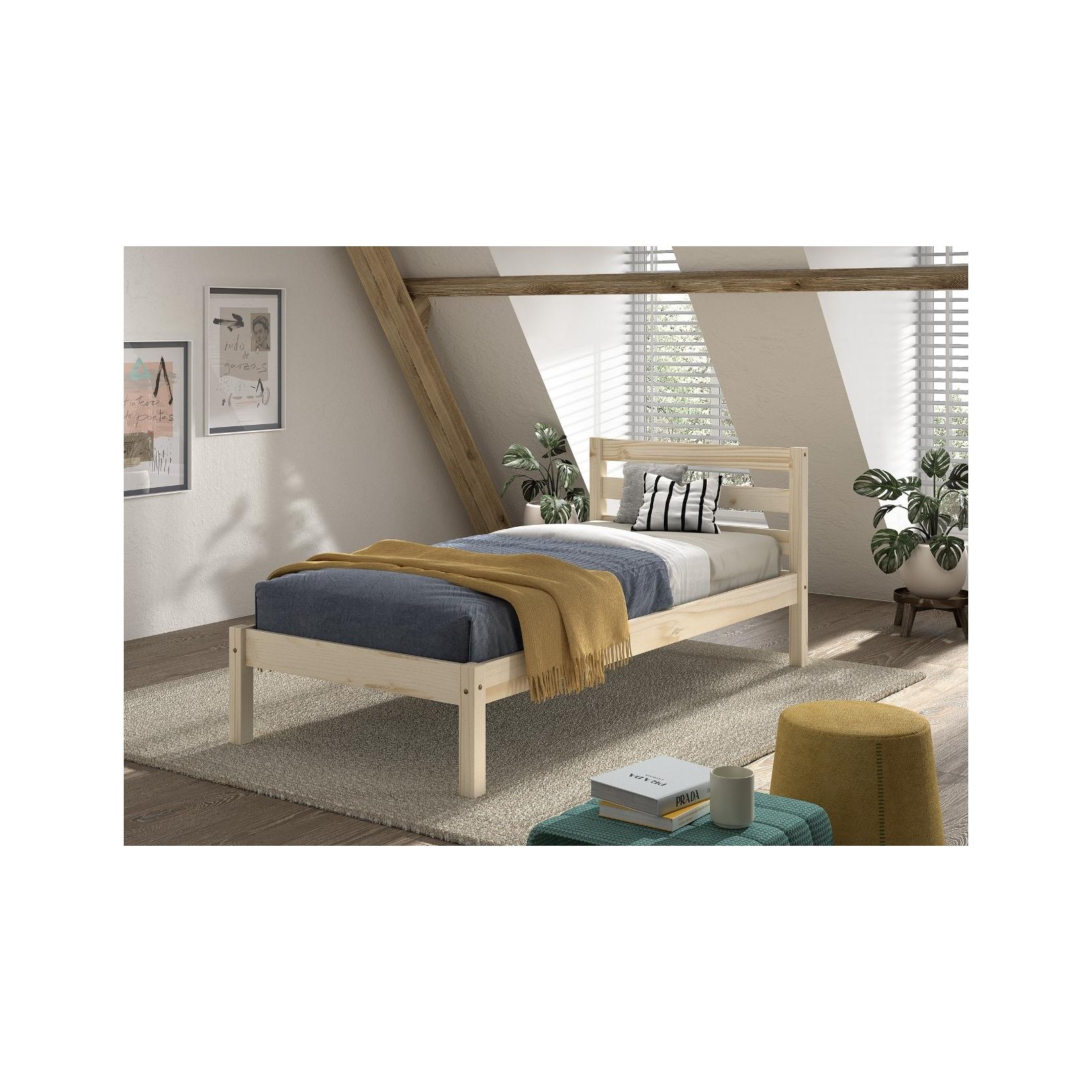 Einzelbett Pino mit Liegefläche 90x200 cm- Natur lackiert