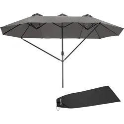 tectake Sonnenschirm Silia 460x270cm mit 3 Winddächern  Grau