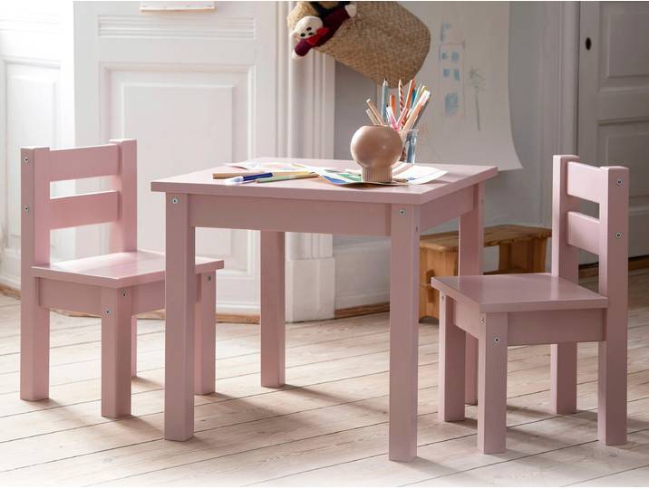 Kindersitzgruppe HOPPEKIDS MADS Kindersitzgruppe , rosa (hellrosa), FSC-zertifiziertes Kiefernholz und MDF. Lack auf Wasserbasis ohne schädliche Substanzen und unnötige Chemie., Sitzmöbel-Sets, in vielen Farben, mit zwei Stühlen