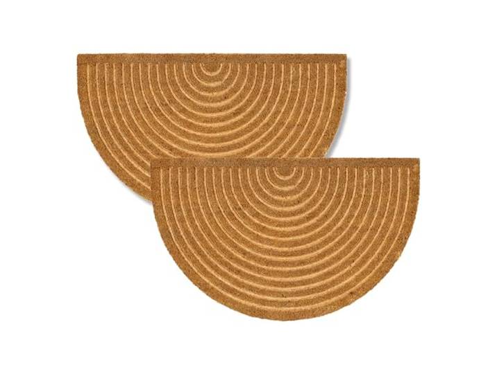 ASTRA Moderne Fußmatte Haustür - Kokosmatte 2er Set 60x90cm Halbrund Natur - rutschfeste Schmutzfangmatte - Fussmatte innen - Türmatte überdachter Außenbereich