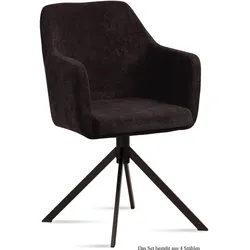 ARMLEHNSTUHL (4er-Set) Dulcy 57x87x60 Schwarz/Espresso