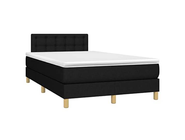 PUGYNBK Boxspringbett mit Stoffmatratze, Schwarz, 120 x 190 cm Verstellbares Kopfteil, Taschenfedern, mittlere bis harte Halterung, weicher Schutz