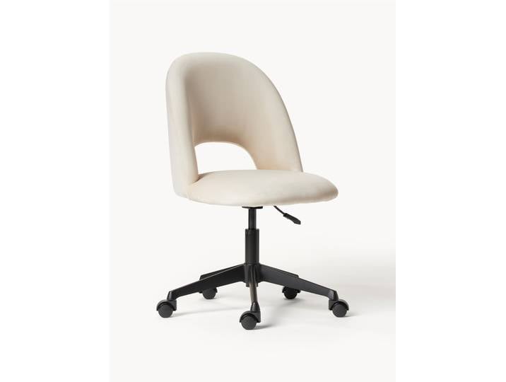 Chaise de bureau en velours Rachel, hauteur ajustable