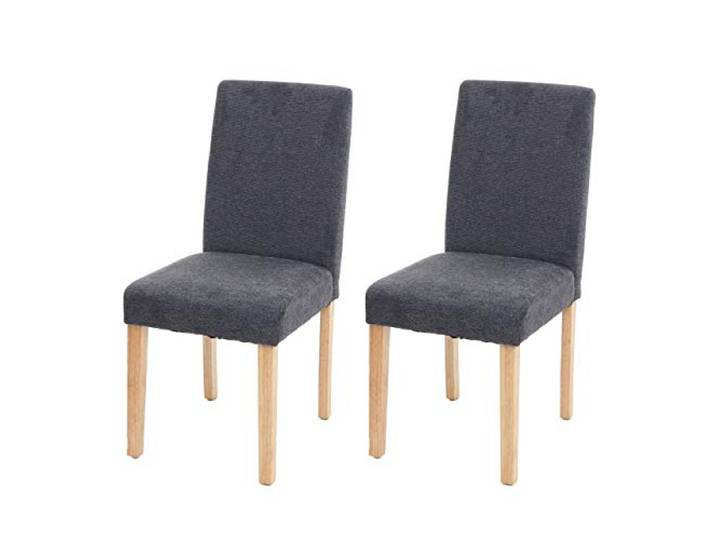 CHEFGASTRO 2er-Set Esszimmerstuhl Stuhl Küchenstuhl klassisch und zeitlos HxBxT 90x43x56cm Sitzhöhe 45cm Textil helle Beine Anthrazitgrau