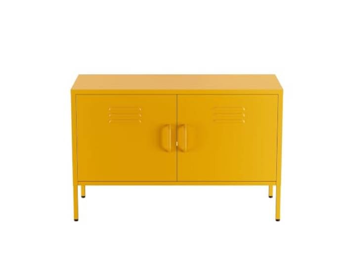 Lendo Online TV Schrank aus Metall - Industrielles Lowboard - 100x40x65 cm - TV Möbel - Fernsehschrank - für Wohnzimmer (Gelb)