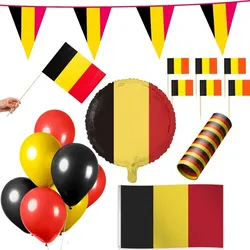 Belgien Party Deko Set 74 tlg. Partyset Partydeko schwarz rot gold Fussball EM WM