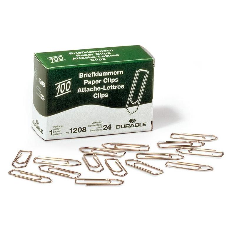 Durable Büroklammern, verkupfert, 32 mm Inhalt: 100 Stück in Faltschachtel (1208-24) (100x) (1208-24)