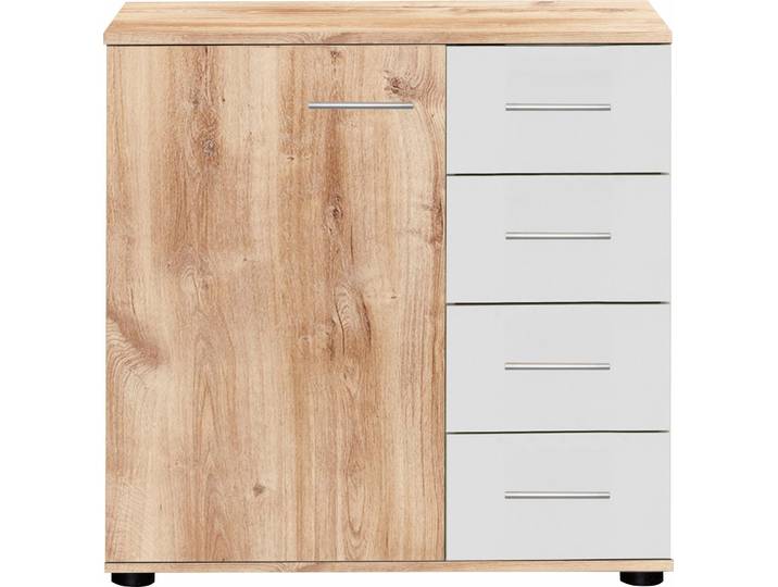 Kombikommode WIMEX Katrin , weiss (plankeneichefarben, weiß), B:81cm H:83cm T:41cm, Sideboards, Kombikommode