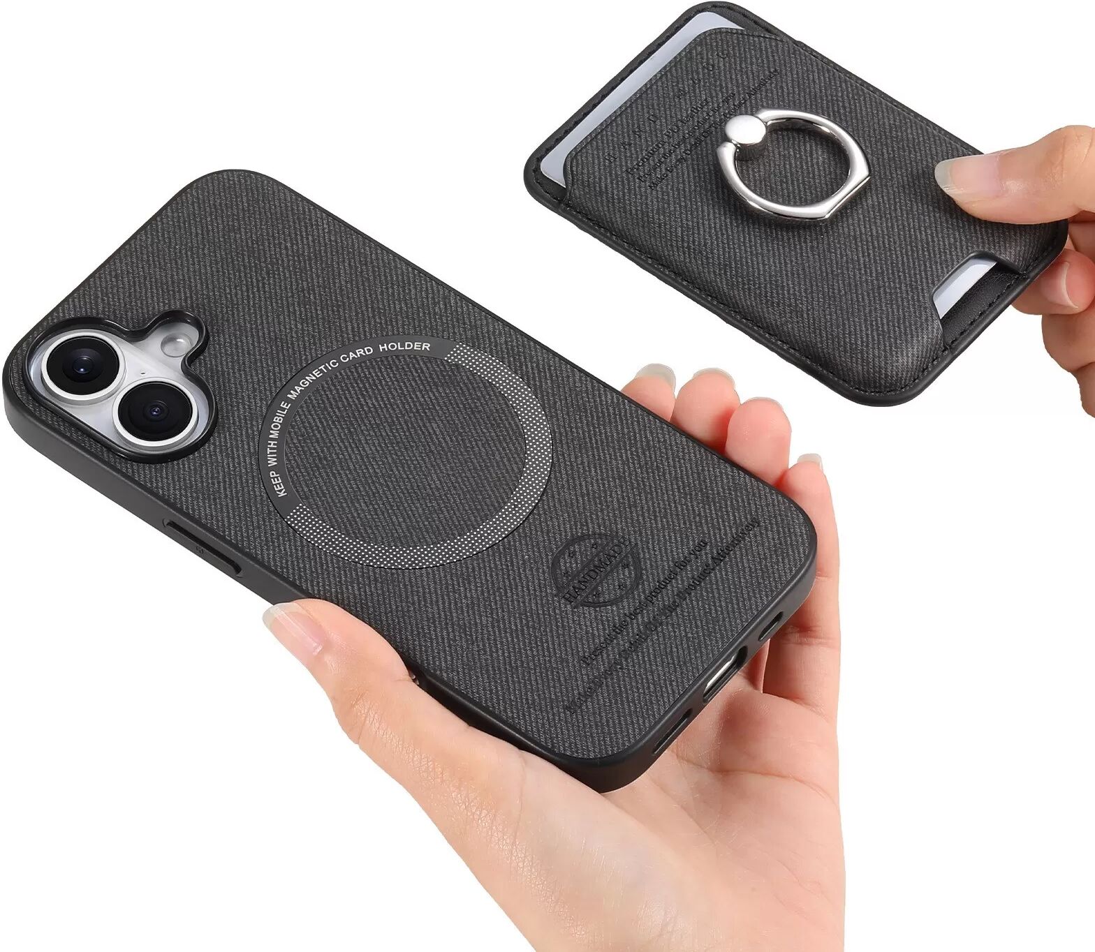 INF Schwarze Kartenhalter-Fingerring-Handyhülle kompatibel mit Samsung S24PLUS/S25PLUS - Stoßfest, Ständer, Wärmeableitung