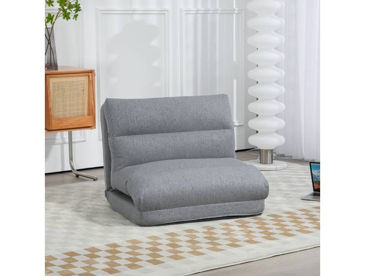 HOMCOM Fauteuil Convertible Lit Tissu Gris 70Lx41Px56H cm