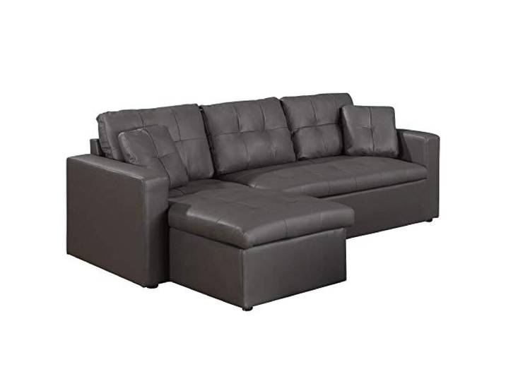 Menzzo Zeitgenössisches Ecksofa Toledo, umbaubar, Holz, 230 x 143 x 68 cm grau