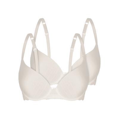 Schalen-BH SASSA "2er Pack Schalen-BH Bamboo Jacquard", Damen, Gr. 90, Cup B, beige (ivory), Obermaterial: 90% Viskose CV. 10% Elasthan EL., BHs Schalen-BH