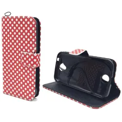 König Design Schutz Hülle für Wiko Pulp Polka Dot Rot Tasche Case Cover Bumper + 1 Panzer Schutz Glas (Wiko Pulp), Smartphone Hülle, Rot