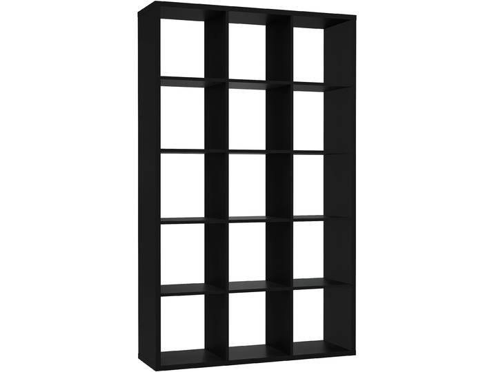 Standregal FORTE Mauro, Raumteiler, sorgt für Stil und Ordnung , schwarz, B:107,2cm H:176,3cm T:32,9cm, Holzwerkstoff, Regale, Standregal, 5 Fächer, Jedes Fach ist bis zu 5 kg belastbar, Fachgrösse 33x33cm