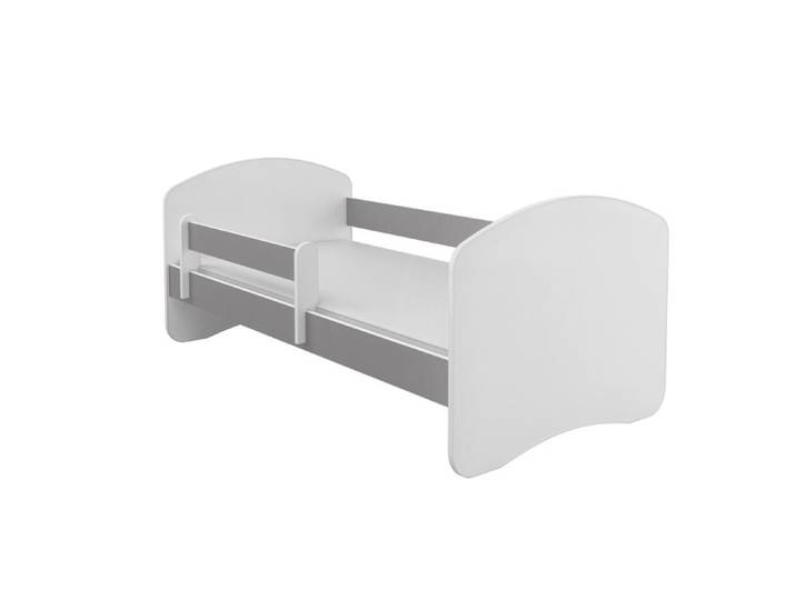 Lit Enfant Bébé 140x70 + Matelas Sommier Gratuite GRIS ACMA II