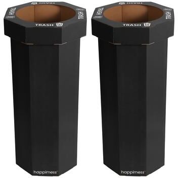 happimess 25-Gallon Disposable Cardboard Event Trash Can and Recycling Bin (Set of 2)