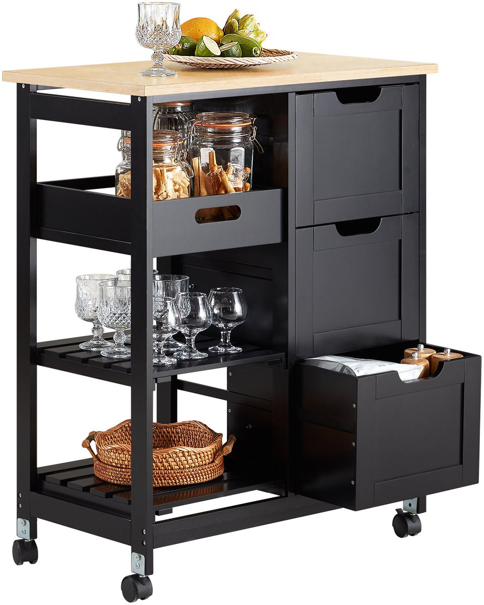 SoBuy FKW79-SCH Keukenkast - Zwart - B/D/H: 68 x 38 x 85 cm