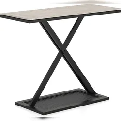 COSTWAY Konsoletisch, Schwarz, Echte Marmorplatte, Eingangstisch, Modern, Beistelltisch mit X-förmigem Metallrahmen, Flurtisch