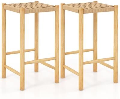 Costway 26 Inch Dining Bar Stool Set of 2-Natural