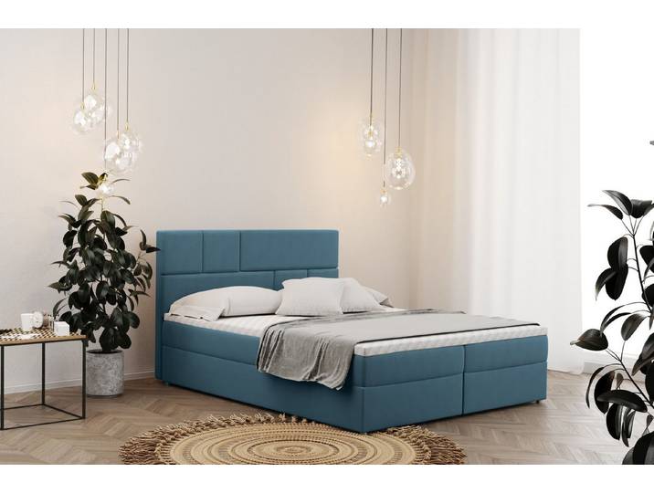 Kaiser Möbel Boxspringbett mit bettkasten matratze BALI stoff Mat Velvet, Bonell-Matratze, Große Auswahl an Größen, Overlay-Deckel