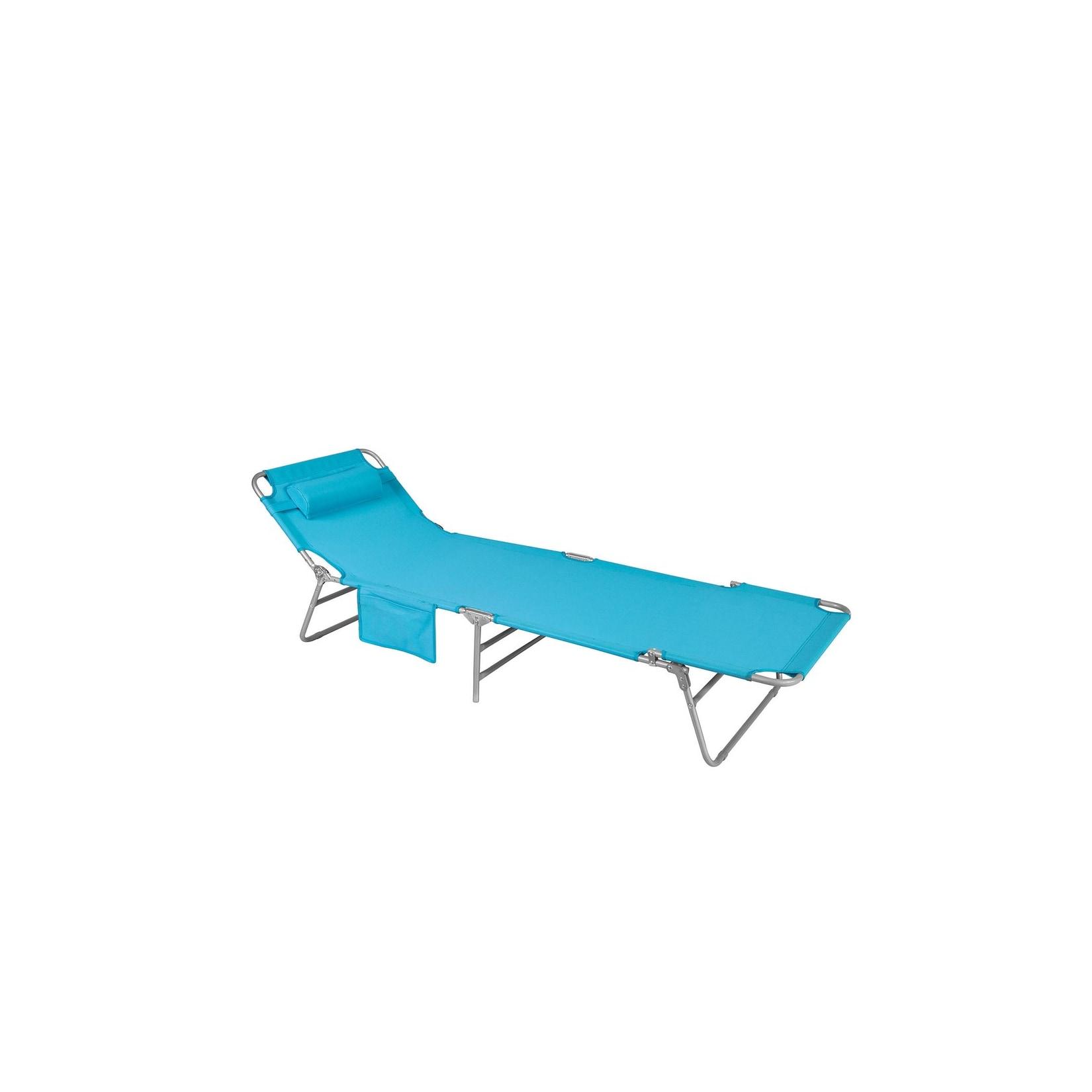 SoBuy Sonnenliege mit Kopfkissen und Seitentasche Blau 193x56x81cm Industriell