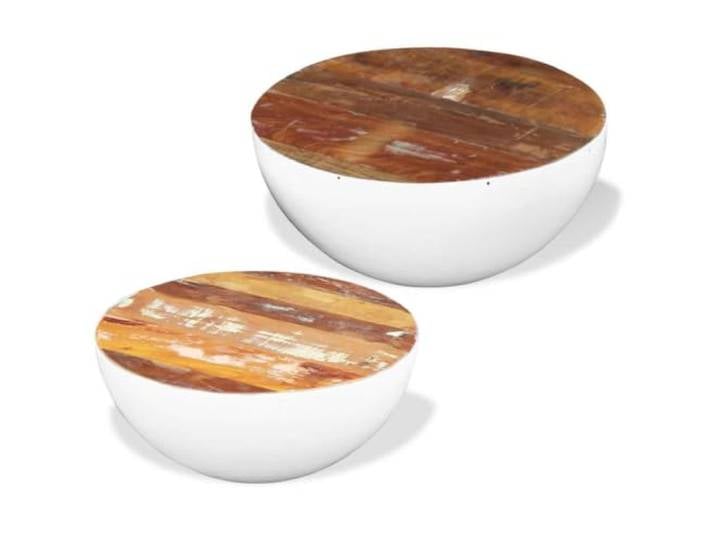 HKLGBVCR Couchtisch, 2-teilig, aus recyceltem Holz, massiv, mit Stahlstruktur