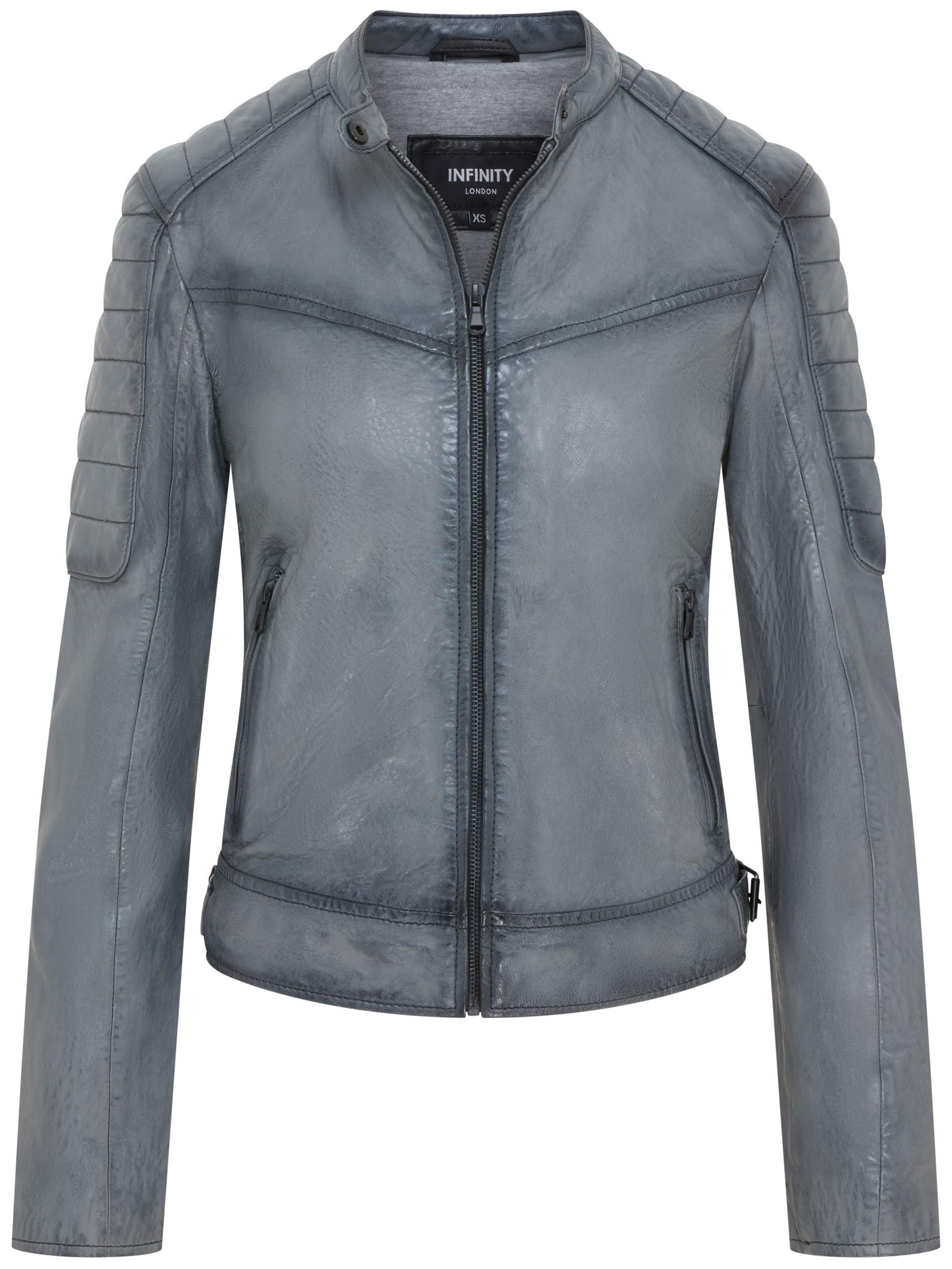 Dames Grijs Retro Gewatteerd Leren Bikerjack - Horten