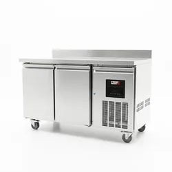 Romux® Saladette und Pizzatisch 2 Türen 136x70 cm Klasse A | Kühltisch von Pizzen und Salaten