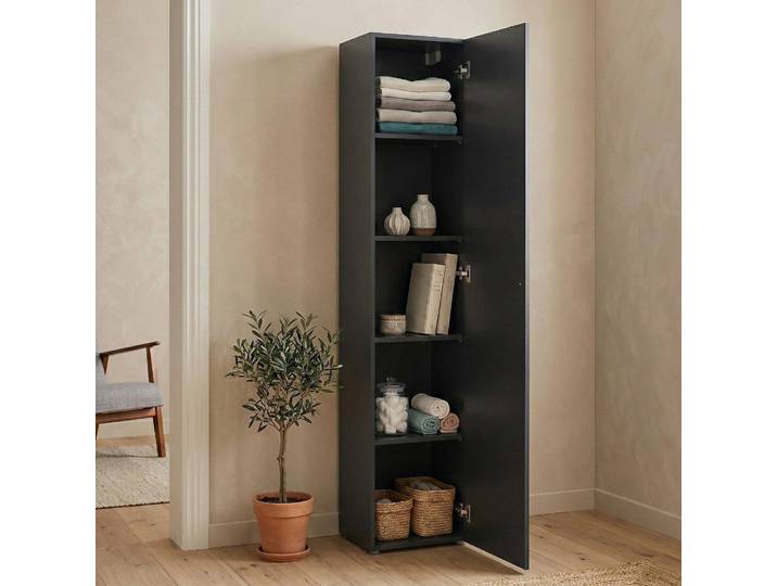 Armoire d'entrée moderne noire à 5 compartiments Note Wardrobe
