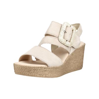Keilsandalette GABOR "Gabor Sandalen Veloursleder", Damen, Gr. 40,5, Leder, beige, Veloursleder, Schuhe