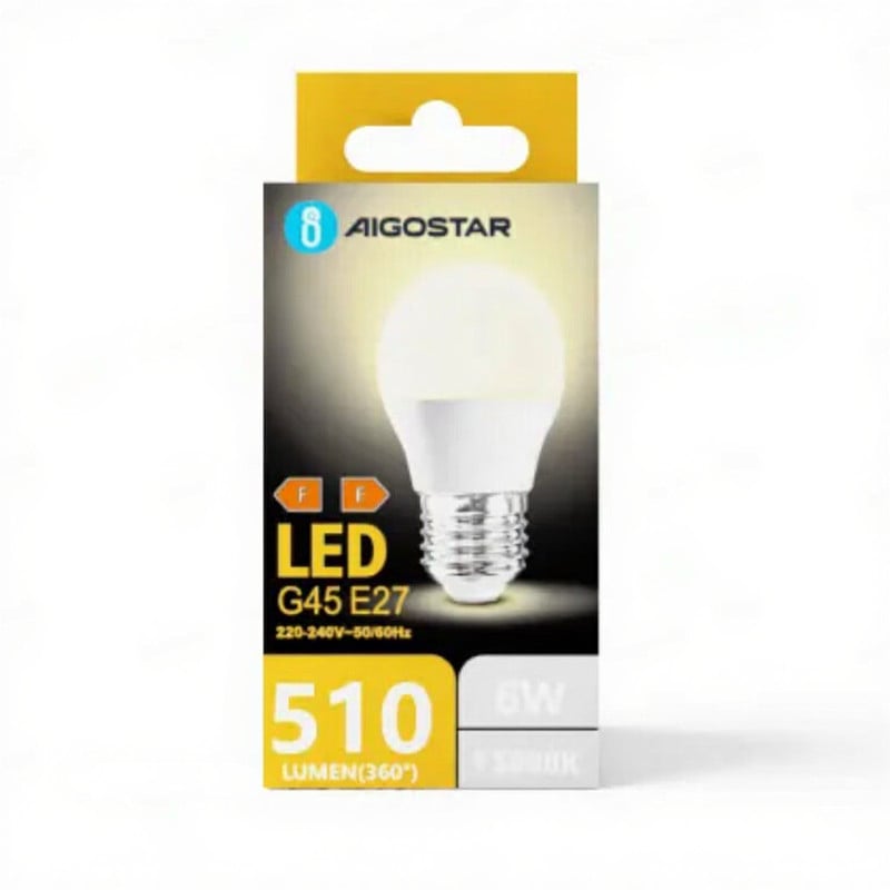 Aigostar LED G45 E27 Lamp 6W 3000K Geel