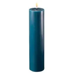 Deluxe Homeart LED Stumpenkerze Real Flame petroleum, 20 cm, Ø 5 cm