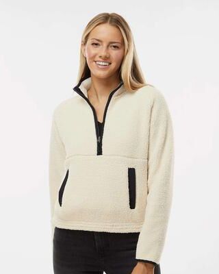 Boxercraft BW8501 Women's Everest Half Zip in Natural/Black size 2XL   Polyester