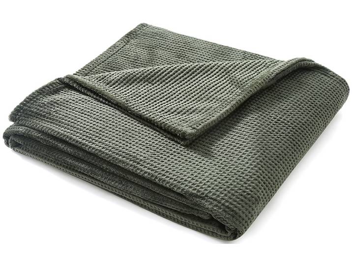 Wohndecke BRUNO BANANI Shakira , grün, B:150cm L:200cm, Polyester, Wohndecken, Wohndecke, Weiche Kuscheldecke mit Prägedruck in Waffeloptik, 150x200 cm