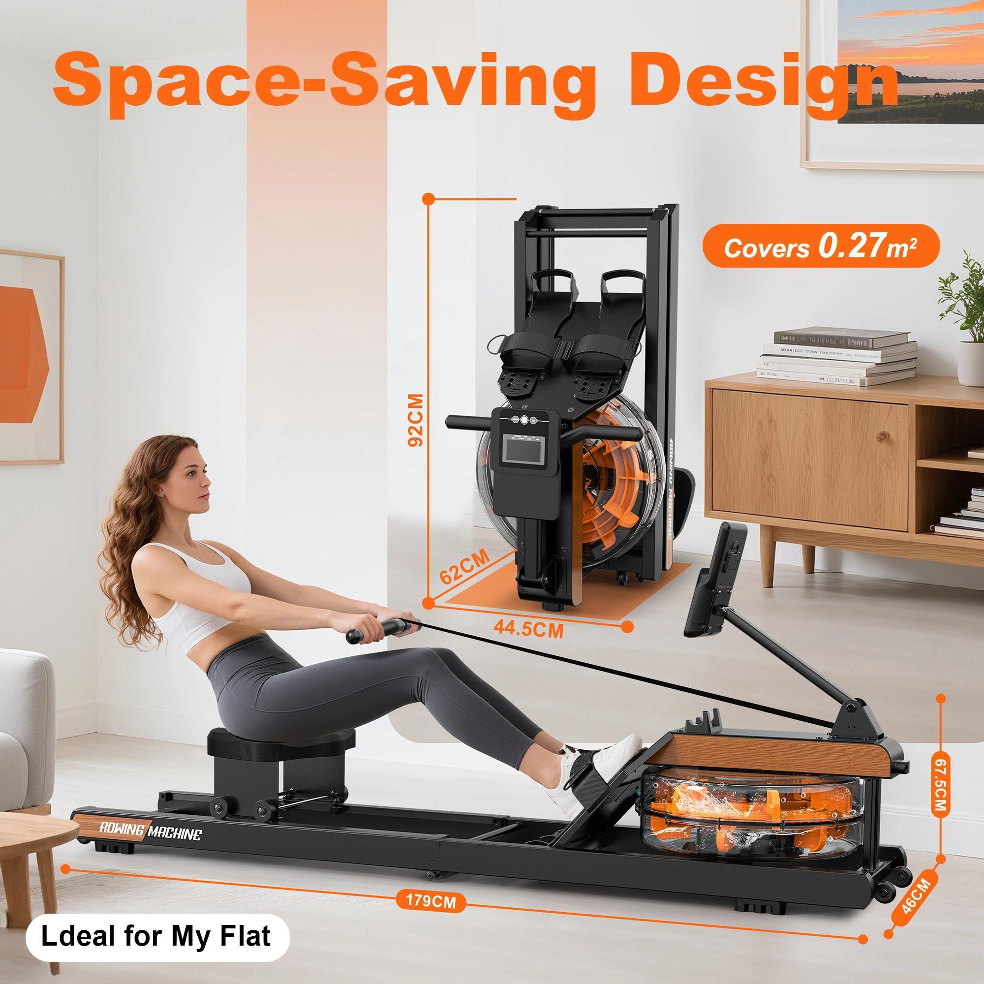 Klappbares Wasser-Rudergerät für Zuhause - Rudergerät V-W2SB - Bluetooth-Display - Verstellbarer Widerstand - Max Belastung 160 kg - Indoor Training