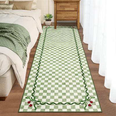 Garvee Geometric Checkered Bow Washable Area Rug