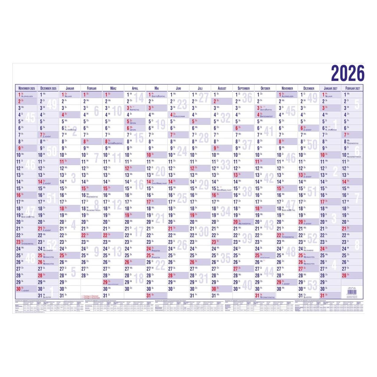 Güss Wandkalender 120x84cm 1J 1S (DIN A0) (16000V)