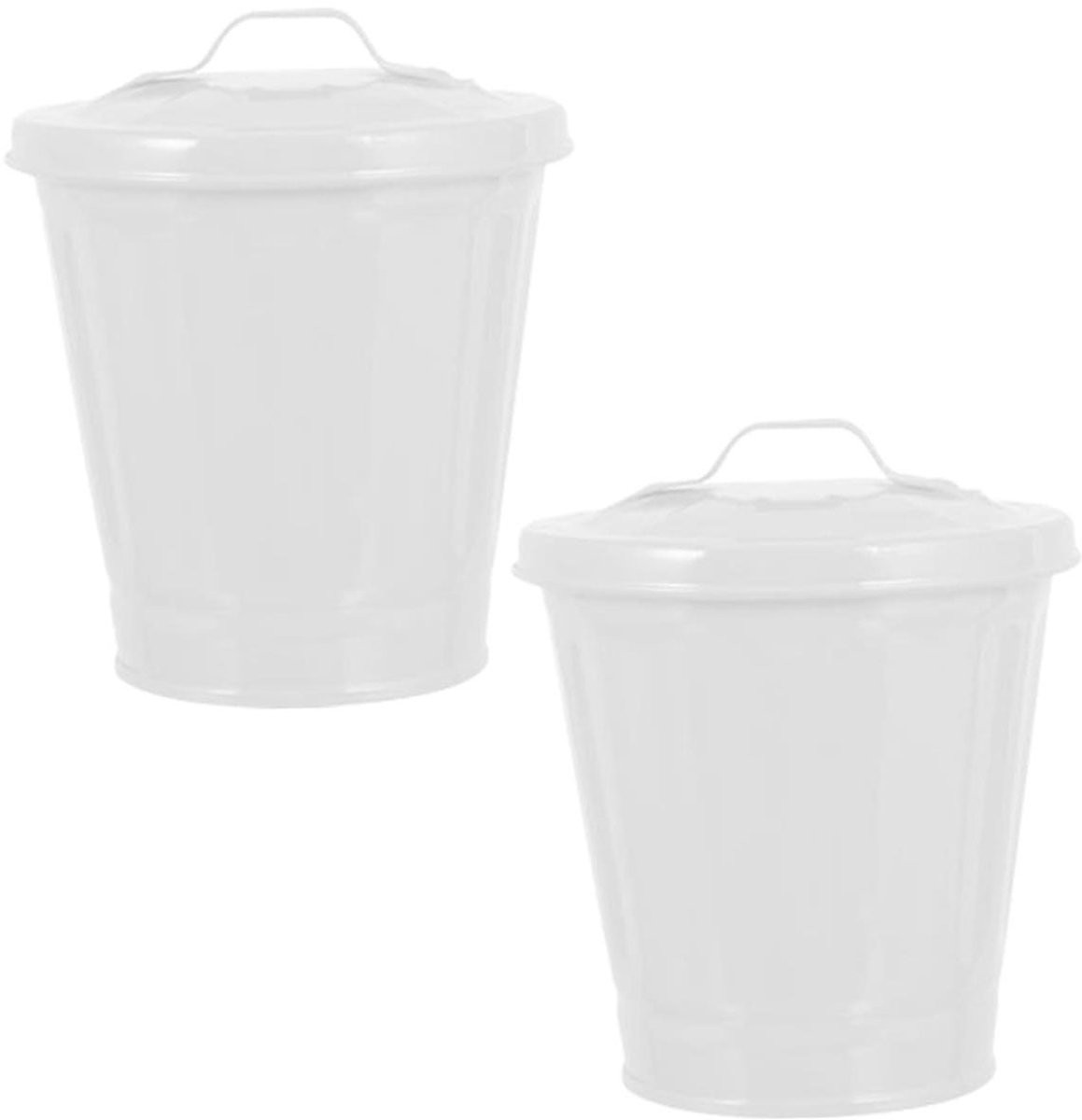 Wit Mini Metalen Opbergbakje met Deksel - Hoogte: 9,5 cm