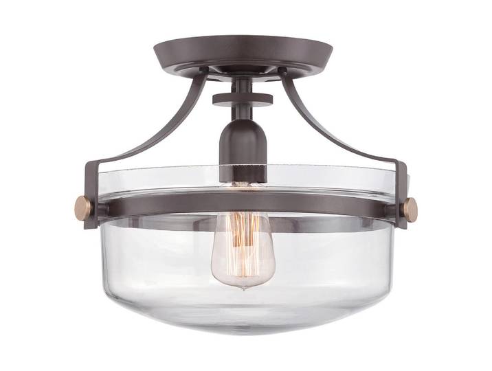 Elstead Lighting Deckenleuchte Penn Station, Dunkelbraun, Bronzefarben, Metall, Glas, 26.7 cm, RoHS, Lampen & Leuchten, Innenbeleuchtung, Deckenleuchten, Deckenleuchten
