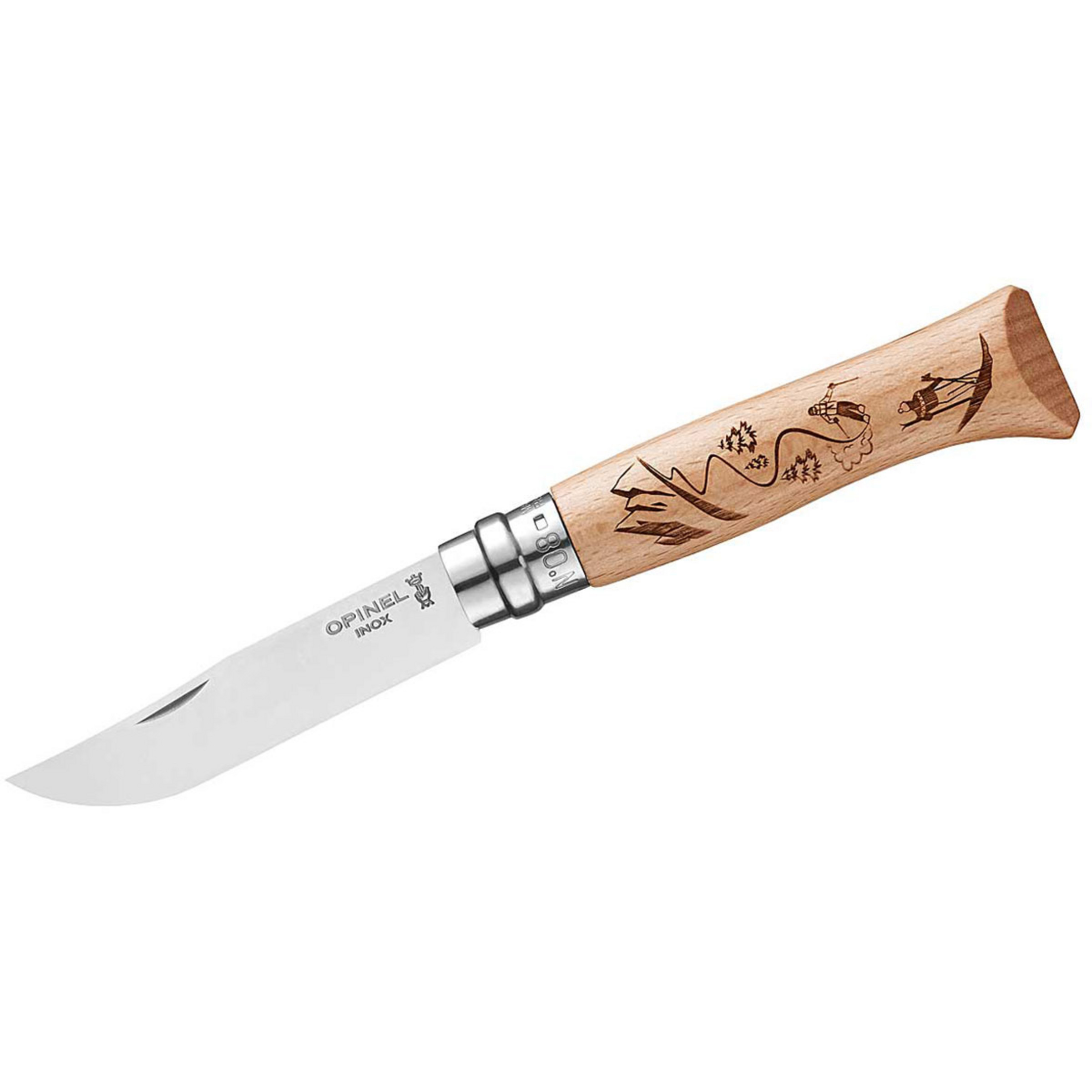 Opinel No 08 Gravure Ski messer Taschenmesser weiss