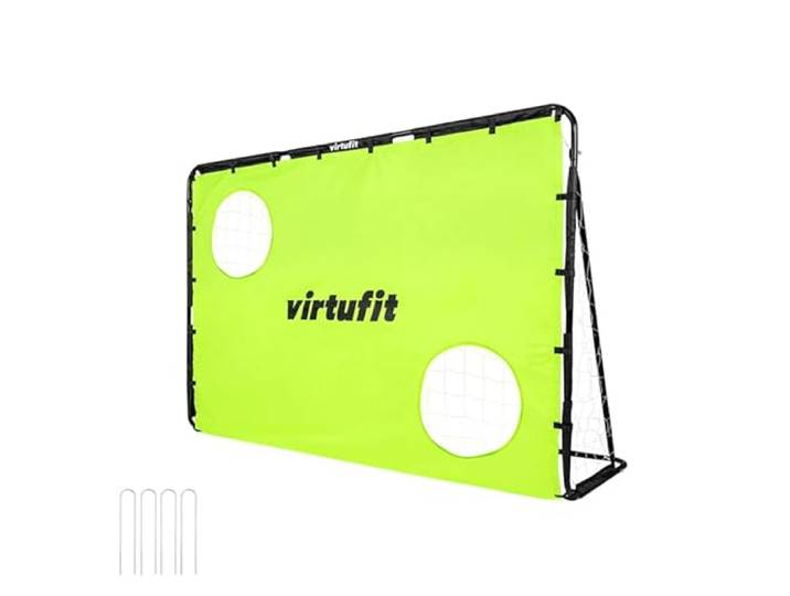 VirtuFit Voetbaldoel met doelwand voor kinderen, voetbaldoel, doelwand met 2 schietzones, 120 x 80 cm, outdoor trainingsnet, robuust en weerbestendig voetbaldoel